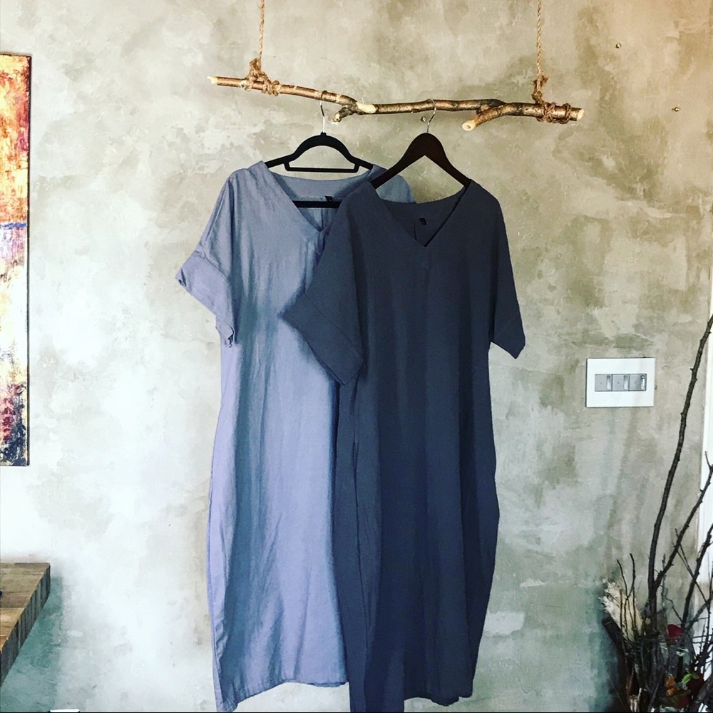 100% cotton dress in light  gray